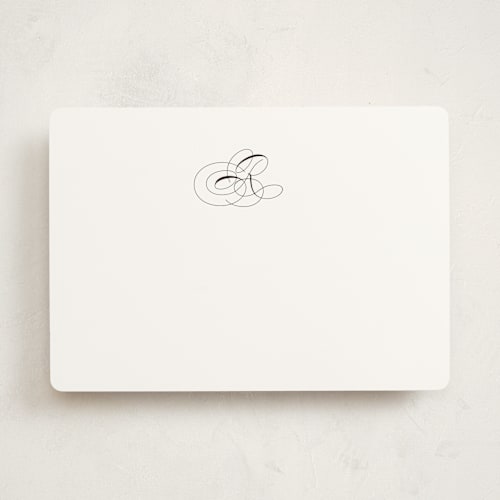 This is a porcelain personalized stationery thank you cards with standard by Lori Wemple called simple monogram printing on signature in 5x7