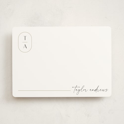 This is a cotton personalized stationery thank you cards with standard by Robert and Stella called ember printing on signature in 5x7