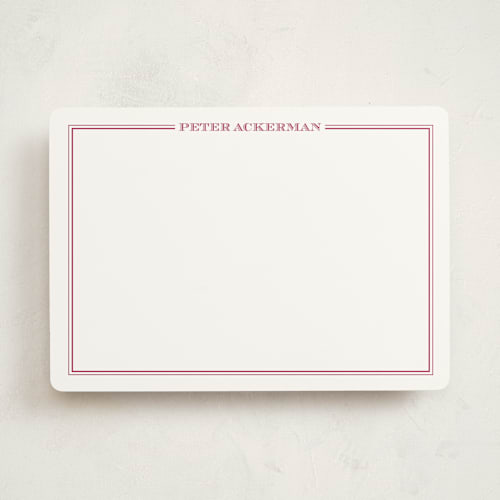 This is a fuchsia rose personalized stationery thank you cards with standard by The Social Type called the gentleman printing on signature in 5x7