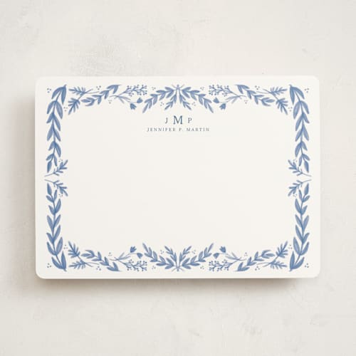 This is a delft personalized stationery thank you cards with standard by Heather Cairl called framed in floral printing on signature in 5x7