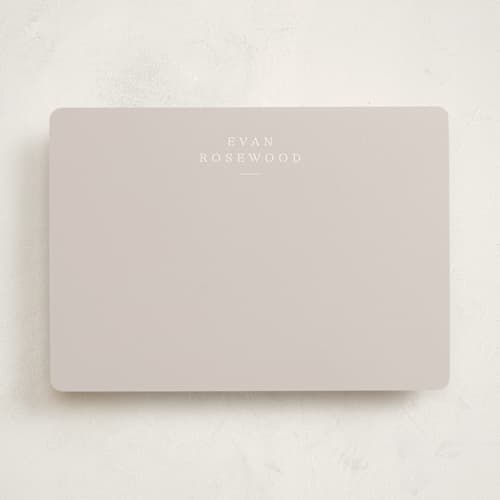 This is a slate personalized stationery thank you cards with standard by Sara Hicks Malone called softspoken printing on signature in 5x7