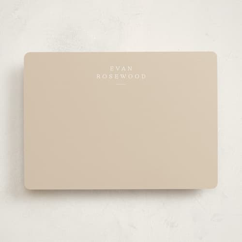 This is a wheat personalized stationery thank you cards with standard by Sara Hicks Malone called softspoken printing on signature in 5x7