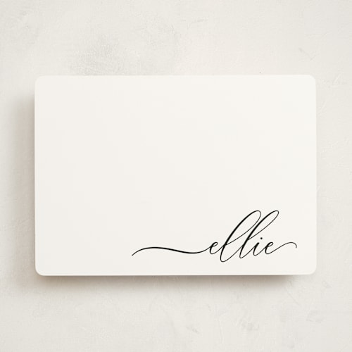 This is a noir personalized stationery thank you cards with standard by Lori Wemple called pretty script printing on signature in 5x7