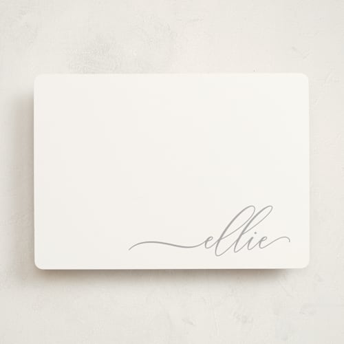 This is a pebble personalized stationery thank you cards with standard by Lori Wemple called pretty script printing on signature in 5x7