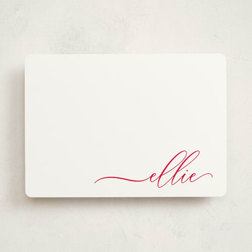 This is a cherry personalized stationery thank you cards with standard by Lori Wemple called pretty script printing on signature in 5x7