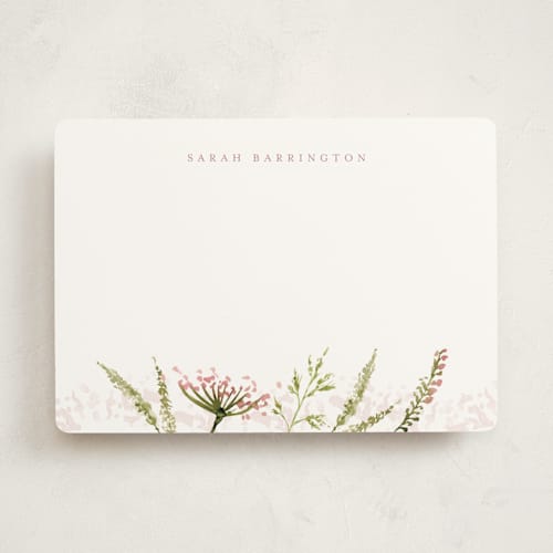 This is a rose personalized stationery thank you cards with standard by frau brandt called floral impression printing on signature in 5x7