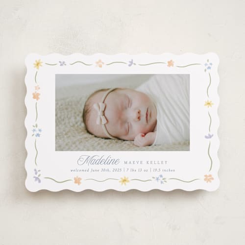 This is a bouquet birth announcements with standard by Robert and Stella called petite garden printing on recycled smooth signature in standard