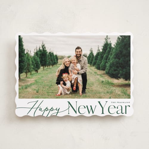This is a evergreen photo christmas cards with standard by Carolyn MacLaren called merry mix printing on recycled smooth signature in standard