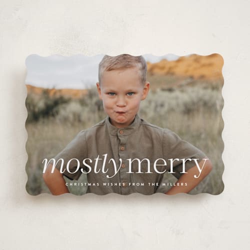 This is a vanilla photo christmas cards with standard by Ekko Studio called mostly merry printing on recycled smooth signature in standard