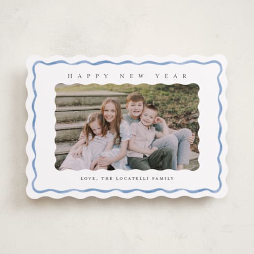 This is a blue jay photo christmas cards with standard by Chris Griffith called holiday fringe printing on recycled smooth signature in standard