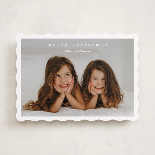 This is a snow photo christmas cards with standard by Stacey Meacham called simplest border printing on recycled smooth signature in standard