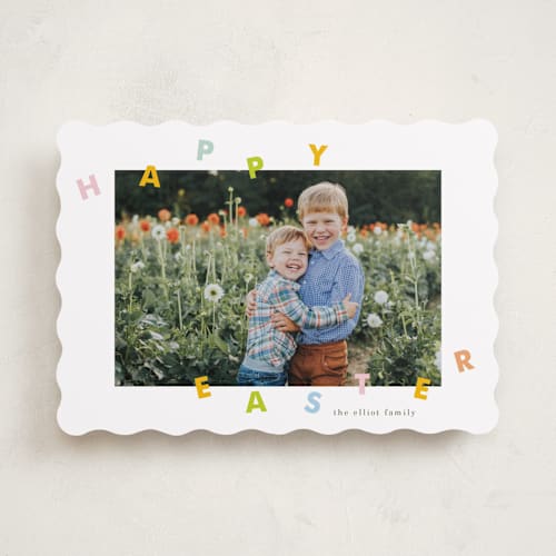 This is a bunny easter photo cards with standard by Baumbirdy called easter hop printing on recycled smooth signature in standard