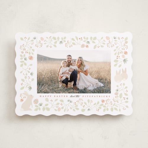 This is a just peachy easter photo cards with standard by Kamala Nahas called easter garden printing on recycled smooth signature in standard