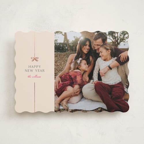 This is a gumdrop foil pressed holiday cards with foil pressed by Pixel and Hank called bow printing on recycled smooth signature in standard