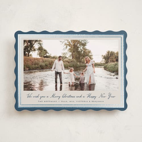 This is a blue spruce foil pressed holiday cards with foil pressed by Petra Kern called oasis printing on recycled smooth signature in standard