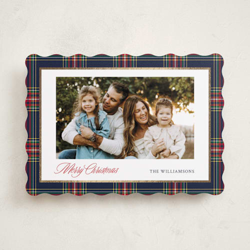 This is a navy foil pressed holiday cards with foil pressed by Cindy Reynolds called navy baby printing on recycled smooth signature in standard