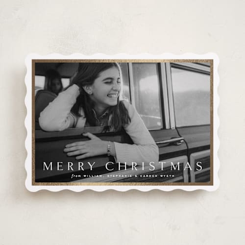 This is a cotton foil pressed holiday cards with foil pressed by Amy Kross called winds printing on recycled smooth signature in standard