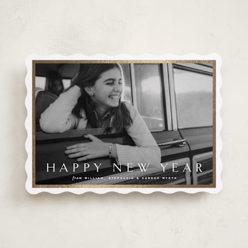 This is a cotton foil pressed holiday cards with foil pressed by Amy Kross called winds printing on recycled smooth signature in standard