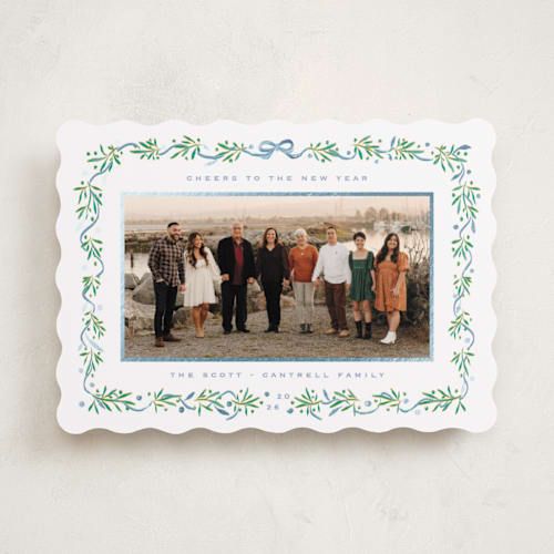 This is a frost foil pressed holiday cards with foil pressed by Gwen Bedat called le ruban printing on recycled smooth signature in standard