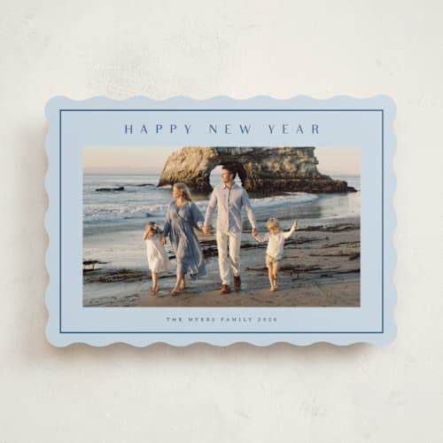 This is a ocean new year photo cards with standard by Stacey Meacham called preppy seaside printing on recycled smooth signature in standard