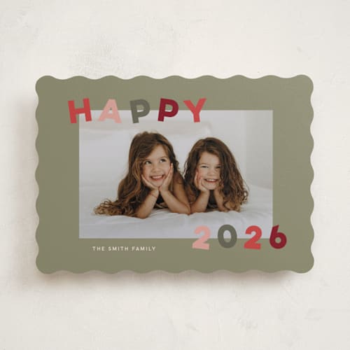 This is a spruce new year photo cards with standard by Sarah Hawkins Designs called dancing happy printing on recycled smooth signature in standard