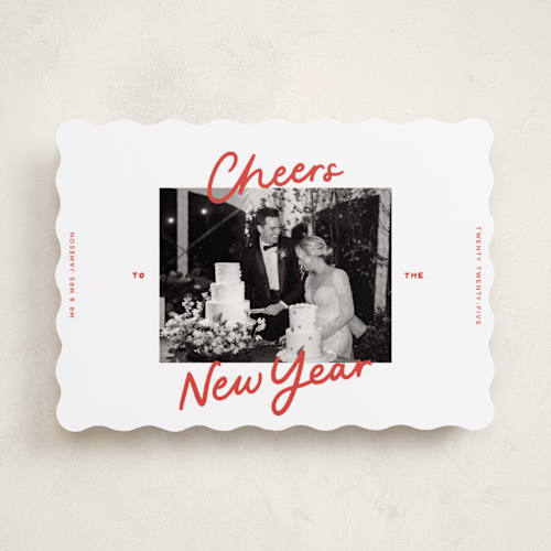 This is a holly berry new year photo cards with standard by Abbigail Lim called a simple cheers printing on recycled smooth signature in standard