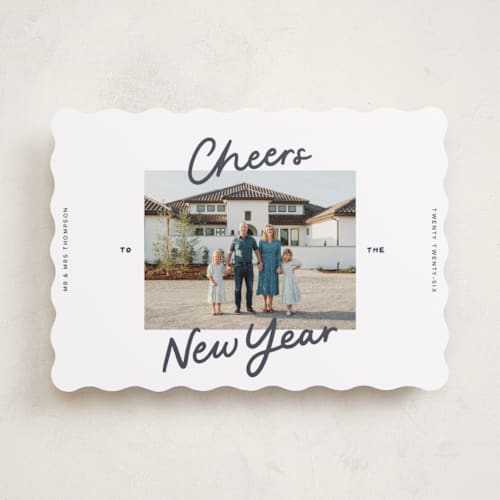 This is a slate new year photo cards with standard by Abbigail Lim called a simple cheers printing on recycled smooth signature in standard
