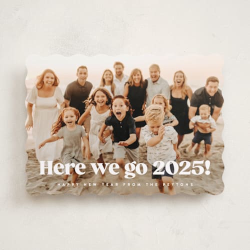 This is a snow new year photo cards with standard by Kristie Kern called here we go! printing on recycled smooth signature in standard