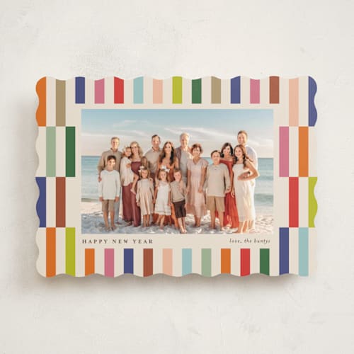 This is a creme new year photo cards with standard by chocomocacino called pabassinas printing on recycled smooth signature in standard