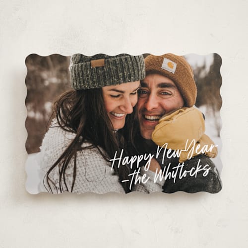 This is a snow new year photo cards with standard by Owl and Toad called casual note printing on recycled smooth signature in standard