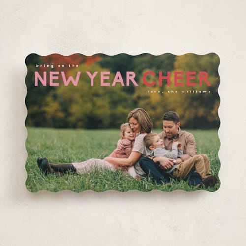 This is a candy cane new year photo cards with standard by Robin Ott called bring it on printing on recycled smooth signature in standard