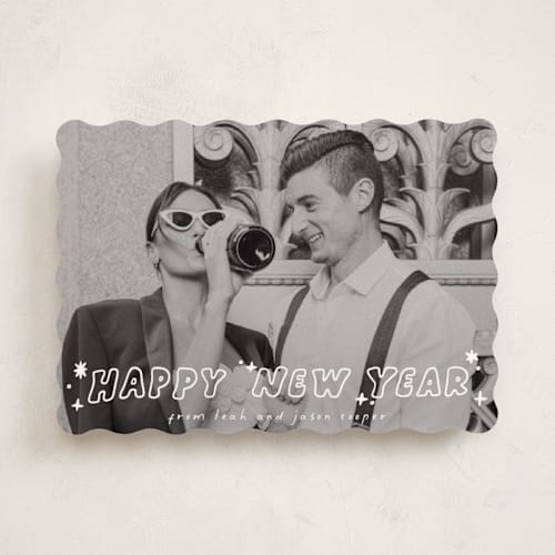 This is a starlight new year photo cards with standard by Everett Paper Goods called pizazz printing on recycled smooth signature in standard