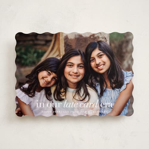This is a cloud new year photo cards with standard by Sara Hicks Malone called late card era printing on recycled smooth signature in standard