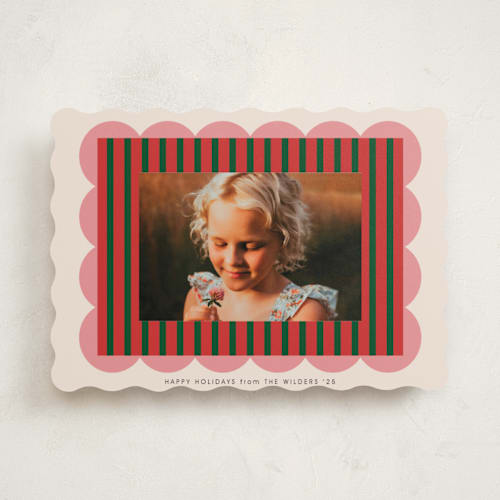 This is a holly holiday photo cards with standard by Morgan Kendall called layered frame printing on recycled smooth signature in standard