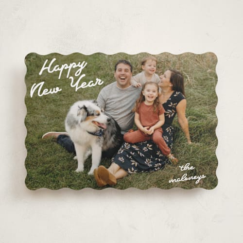 This is a snow holiday photo cards with standard by Tennie and Co. called squiggles printing on recycled smooth signature in standard