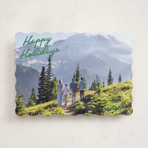 This is a evergreen holiday photo cards with standard by Tennie and Co. called squiggles printing on recycled smooth signature in standard