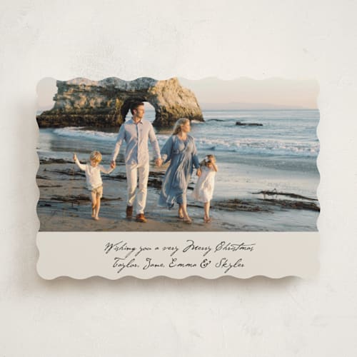 This is a ivory holiday photo cards with standard by Cass Loh called written wish printing on recycled smooth signature in standard