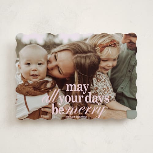 This is a winter rose holiday photo cards with standard by Baumbirdy called all merry days printing on recycled smooth signature in standard