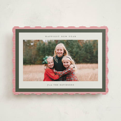 This is a candy cane holiday photo cards with standard by Jackie Crawford called modern striped frame printing on recycled smooth signature in standard