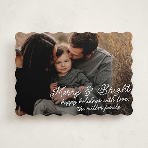 This is a snow holiday photo cards with standard by AK Graphics called notes printing on recycled smooth signature in standard