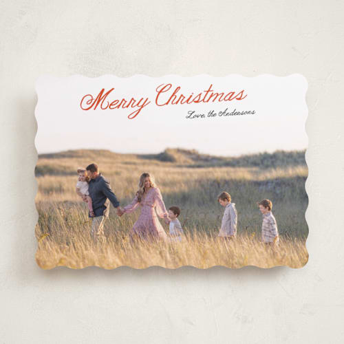 This is a holly berry holiday photo cards with standard by Cass Loh called lightly scripted printing on recycled smooth signature in standard