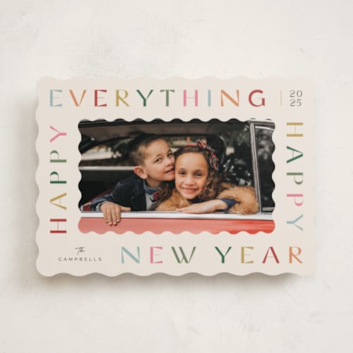 This is a vanilla holiday photo cards with standard by Jennifer Wick called sugar cookie printing on recycled smooth signature in standard