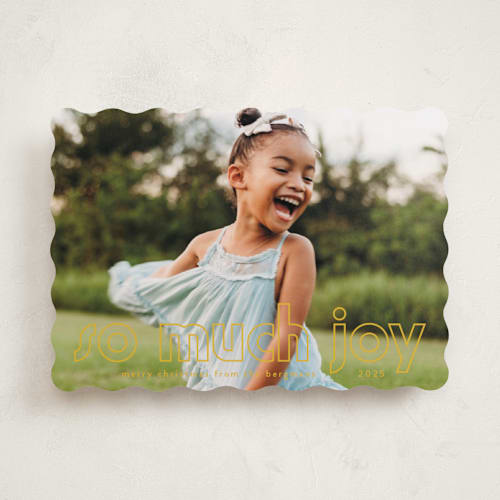 This is a autumn holiday photo cards with standard by Annie Holmquist called much joy printing on recycled smooth signature in standard