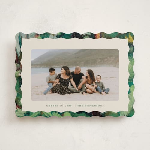 This is a evergreen holiday photo cards with standard by Holly Whitcomb called wavy painted frame printing on recycled smooth signature in standard