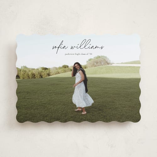 This is a onyx graduation announcements with standard by Eric Ransom called high script printing on recycled smooth signature in standard