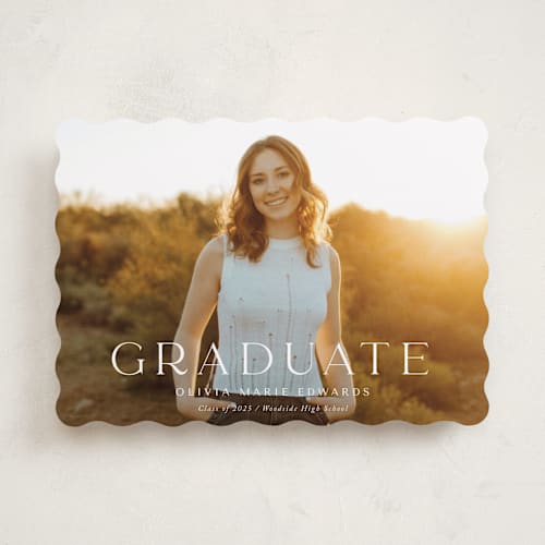 This is a snow graduation announcements with standard by Yaling Hou Suzuki called next adventure printing on recycled smooth signature in standard