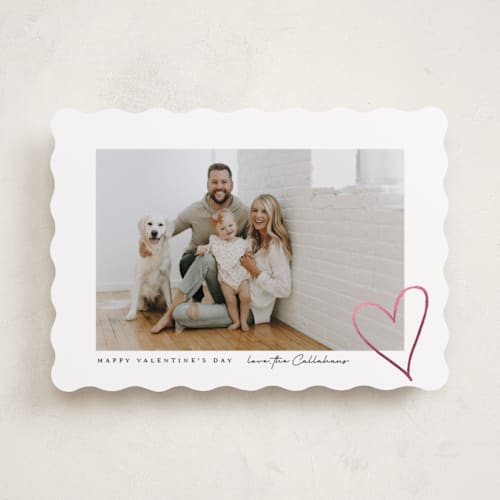 This is a opal foil stamped valentine cards with foil pressed by Emily Betts called corner heart printing on recycled smooth signature in standard