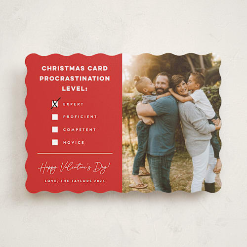 This is a poinsettia valentines day with standard by Erica Krystek called procrastination expert printing on recycled smooth signature in standard