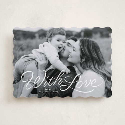 This is a snow valentines day with standard by Lea Delaveris called ribbon script printing on recycled smooth signature in standard