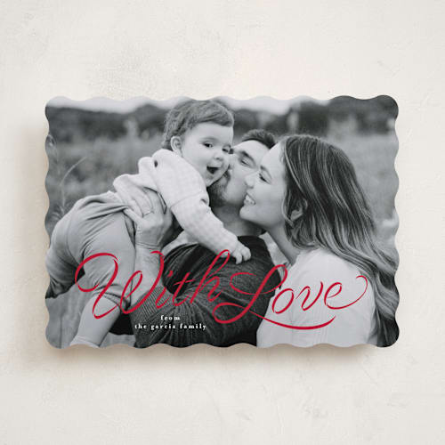 This is a cardinal valentines day with standard by Lea Delaveris called ribbon script printing on recycled smooth signature in standard